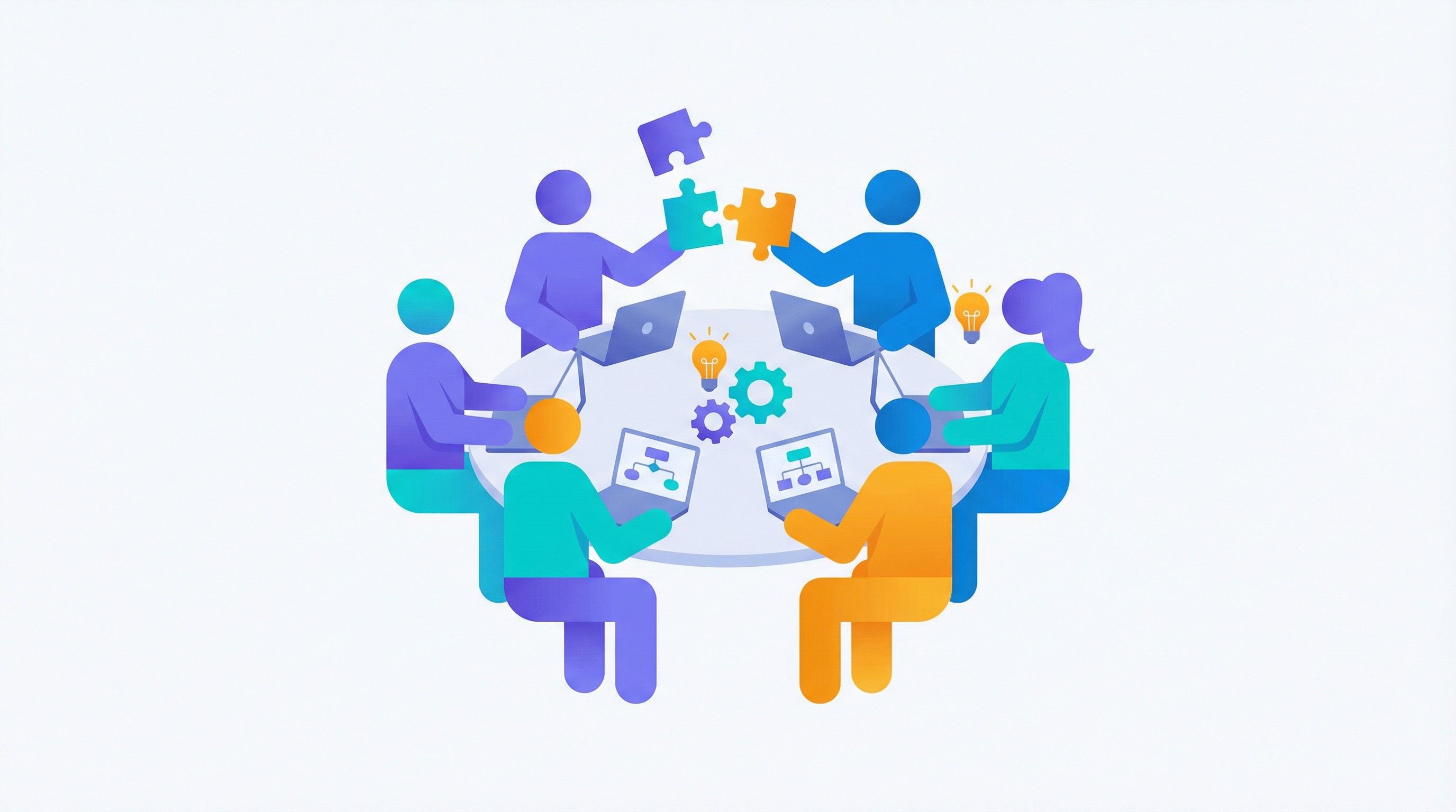 禾緯團隊協作概念插畫